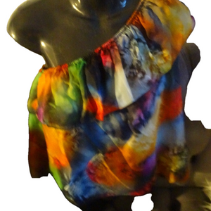 LE RAGANNE MADE IN ITALY ONE SHOULDER SILK BLOUSE